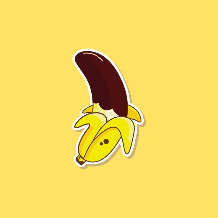 a sticker with a banana sticking out of it's back end on a yellow background