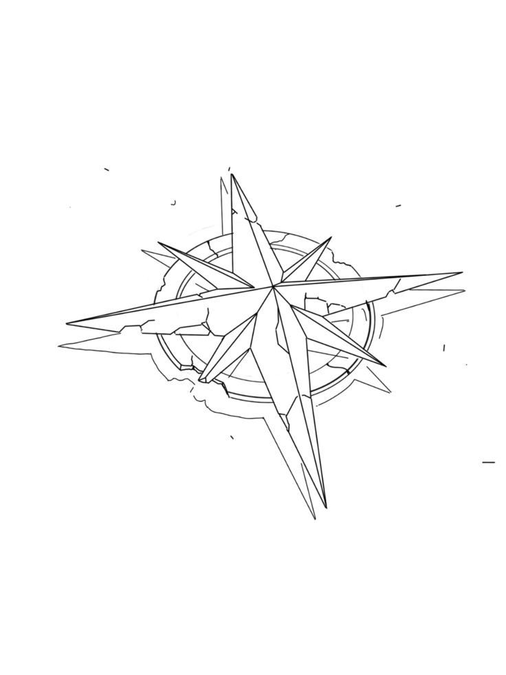 a black and white drawing of a star in the sky