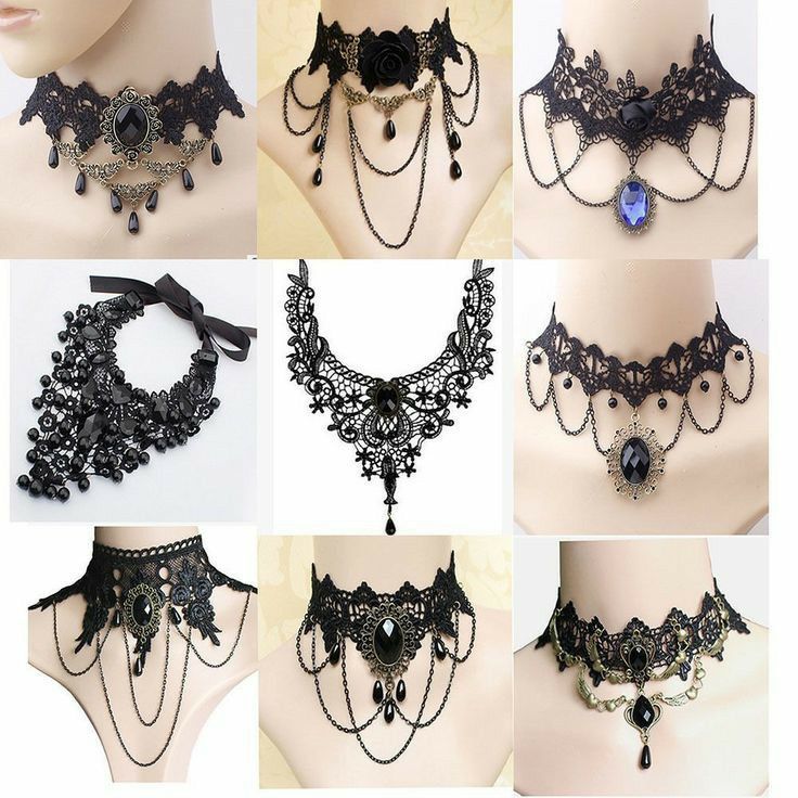 Black Lace Necklace, Gothic Choker Necklace, Black Lace Choker, Women Choker Necklace, Vintage Choker Necklace, Velvet Choker Necklaces, Gothic Chokers, Lace Neck, Lace Choker