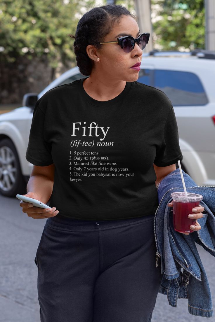 A great gift idea for anyone turning 50. 5 funny 50th age group definition puns to make you laugh. ABOUT THE SHIRTS:  UNISEX RELAXED FIT FOR MEN AND WOMEN: Fabric weight: 4.2 oz/yd Plain color shirts are 100% combed and ringspun cotton. Heather blend shirts are 90% cotton 10% polyester super soft feel. SHIPPING: Expected delivery 10 - 14 days (subject to change). Boss Lady Shirt, 50th Birthday Gifts For Woman, Birthday Gift For Women, Birthday Idea, Jesus Shirts, 50th Birthday, Boss Lady, Gift For Women, Kids Shirts