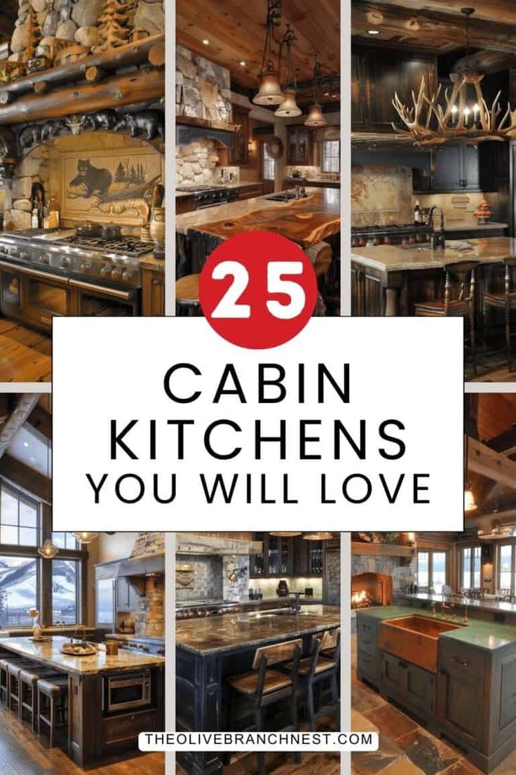 Cabin Kitchen Ideas Hickory Kitchen Cabinets In Log Home, Backsplash Log Cabin Kitchen, Simple Cabin Kitchen, Log Cabin Kitchen Cabinets, Lodge Kitchen Ideas Rustic, Hunting Cabin Kitchen, Lodge Kitchen Ideas, A Frame Kitchen, Log Cabin Kitchens Cabinets