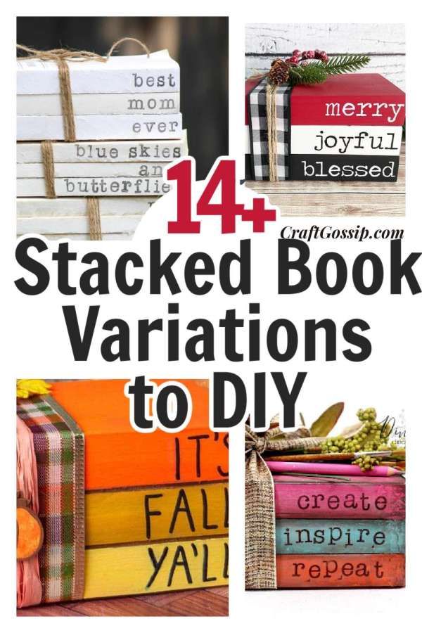 Painted Book Stacks Diy, How To Make Book Stacks, Mini Wood Book Stacks Diy, Christmas Book Stacks Diy, Wooden Book Stacks Diy, Diy Stacked Books, Christmas Book Stacks, Book Stack Diy, Stacked Books Decor