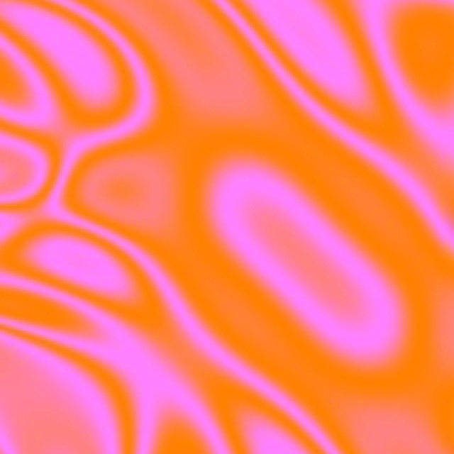 an orange and pink abstract background with wavy lines in the bottom right hand corner,