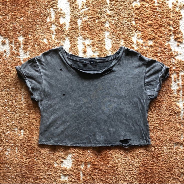 Never Worn And In Perfect Condition!! Charcoal Grey Tee With All Over Distressing And A Relaxed Fit! Casual Distressed Tops For Everyday, Trendy Distressed Tops For Everyday, Ripped Relaxed Fit Summer Tops, Summer Ripped Relaxed Fit Top, Soft-washed Grunge Style Top For Everyday, Everyday Distressed Black Tops, Distressed Relaxed Fit Tops For Everyday, Black Distressed Top For Everyday, Everyday Black Distressed Top