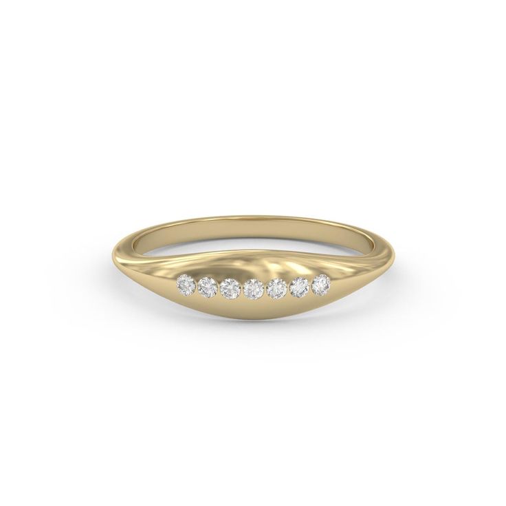 14K Yellow Solid Gold Sparkle Pinky Ring featuring a dainty pave signet design. This minimalist promise ring, adorned with natural diamonds, is perfect for daily stacking and adds a touch of elegance to any look. ● 𝗜𝘁𝗲𝗺 𝗗𝗲𝘁𝗮𝗶𝗹𝘀 ● → Gold Kt: 14K-18k → Available Gold Color: Rose Gold, Yellow Gold, White Gold → The wires ring's width is 5mm at the top →Bottom Band Width: 1.5mm →Diamond Cut type: Round → Total CTW: 0.14Ctw →100% Natural Diamonds  SIZING Our rings are available in sizes 4- Minimalist Polished Diamond Promise Ring, Everyday Rings With Single Cut Diamonds, Everyday Open Ring With Single Cut Diamonds, Minimalist Oval Diamond Stackable Rings, Modern Yellow Gold Diamond Ring Si Clarity, Modern Yellow Gold Diamond Ring With Si Clarity, Sterling Silver Rings With Single Cut Diamonds For Everyday, 14k Gold Oval Ring With Pave Setting, Oval 14k Gold Ring With Pave Setting