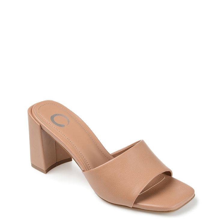 Journee Collection-Alisia Sandal Dress up and stay elegant in any outfit with the Alisia slide sandal from Journee Collection. Crafted with faux leather, a padded footbed, and a covered half-block heel, these heels are just as comfortable as they are chic. Chic Summer Sandals For Date Night, Modern Sandals For Date Night In Spring, Chic Beige Summer Mules, Chic Synthetic Sandals For Date Night, Beige Faux Leather Sandals For Spring, Elegant Brown Sandals For Day Out, Elegant Beige Faux Leather Sandals, Beige Mules With Padded Heel For Summer, Modern Faux Leather Sandals For Summer