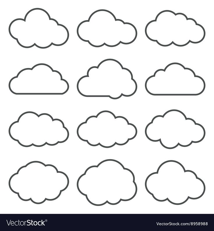 a set of nine clouds in different shapes