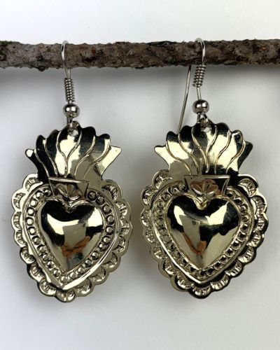 Beautiful earrings from Guanajuato, Mexico. These are silver tone and have no spears They are hefty in weight and hang well on ear wires. Traditional Pierced Heart Earrings, Traditional Heart Earrings, Nickel Free Heart Shaped Jewelry For Festivals, Nickel-free Heart-shaped Jewelry For Festival, Traditional Heart-shaped Earrings, Nickel-free Dangle Heart Earrings For Festivals, Heart-shaped Pierced Earrings For Festivals, Nickel-free Unique Heart Earrings, Traditional Heart-shaped Nickel-free Jewelry