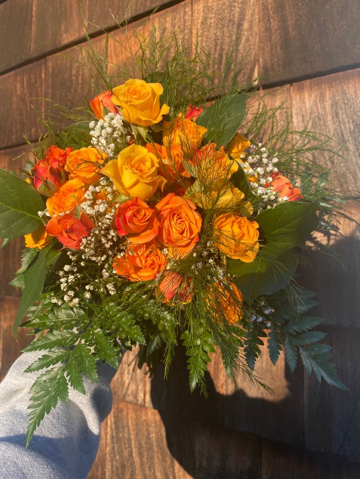 bouquets in sun flowers orange yellow white brown background Orange Rose Flower Arrangements, Yellow And Orange Roses Bouquet, Orange And Yellow Flower Bouquet, Sunflower And Orange Rose Bouquet, Orange Roses Bouquet Floral Arrangements, Red Orange Yellow Flower Arrangement, Yellow And Orange Flower Arrangements, Pink Orange Flower Bouquet, Red And Orange Flower Bouquet