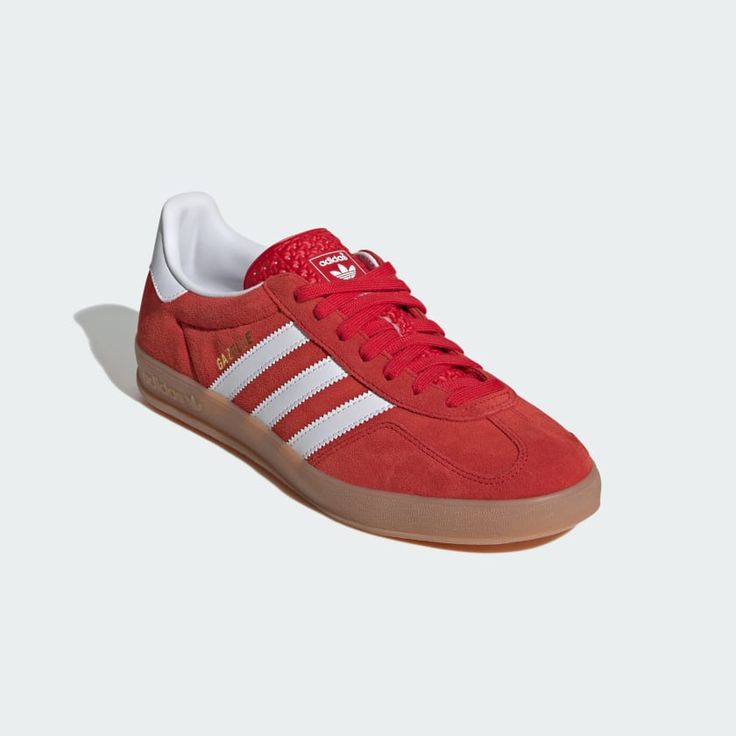 adidas Gazelle Indoor Shoes - Red | Free Shipping with adiClub | adidas US Adidas Gazelle Indoor, Walking City, Adidas Originals Gazelle, Indoor Shoes, Adidas Original, Look Retro, Mens Lifestyle, Red Sneakers, Red Adidas