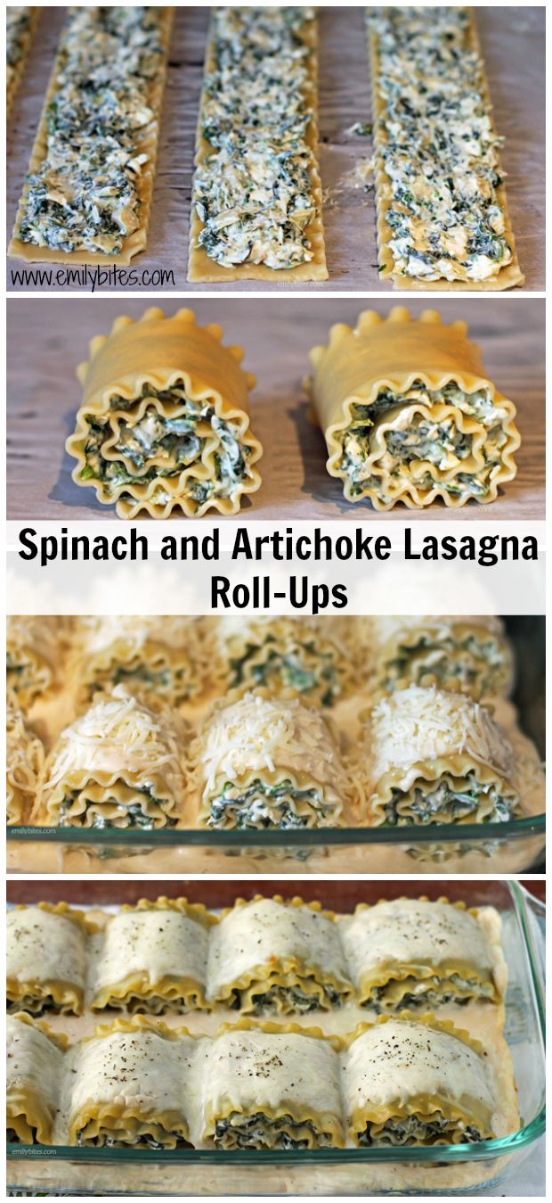 spinach and artichoke lasagna roll - ups