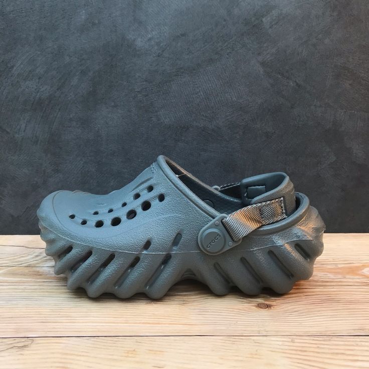 Brand New Crocs Echo Clog Toddler Slate Grey Toddler Size C10 Gray Slip-on Synthetic Clogs, Gray Synthetic Round Toe Clogs, Casual Gray Synthetic Clogs, Gray Non-slip Sandals With Round Toe, Gray Non-slip Round Toe Sandals, Gray Synthetic Clogs With Cushioned Footbed, Gray Closed Toe Synthetic Clogs, Gray Synthetic Closed Toe Clogs, Outdoor Closed Toe Synthetic Mules