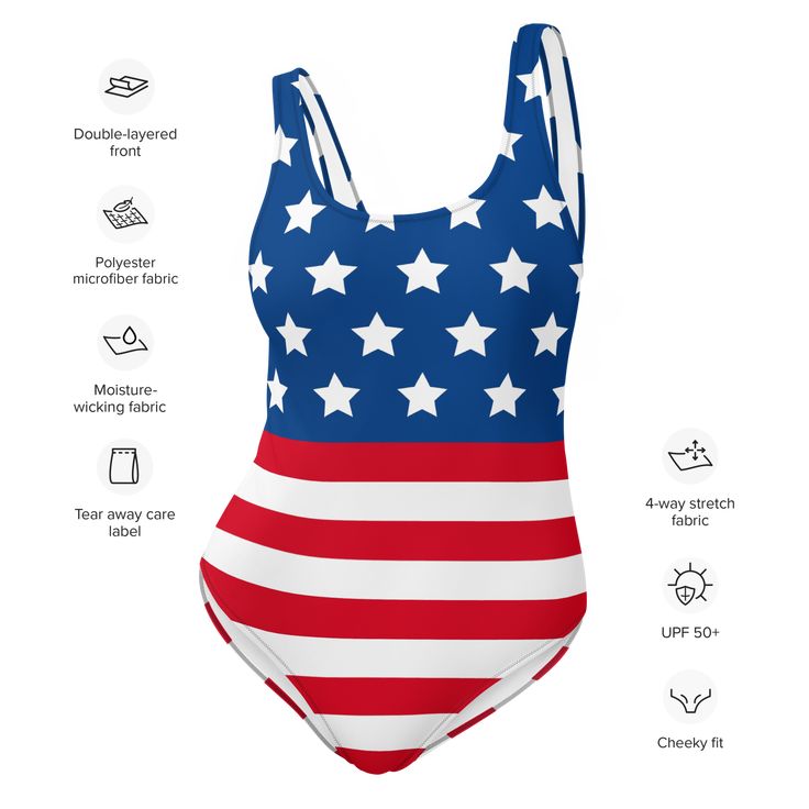 Introducing our women’s American Flag Bathing Suit - this comfortable and stylish patriotic swimsuit will bring out your best features!Made from high-quality, chlorine-resistant fabric, this American flag swimsuit is designed to last through countless trips to the pool or beach. With its cheeky fit, scoop neckline, and low scoop back, this USA swimsuit is both flirty and functional, providing just the right amount of coverage while showing off your best asset on Independence Day.Whether you're l Usa Swimsuit, American Flag Bathing Suit, Patriotic Swimsuit, American Flag Swimsuit, Spandex Fabric, Summer Wardrobe, Scoop Neckline, Bathing Suit, Independence Day