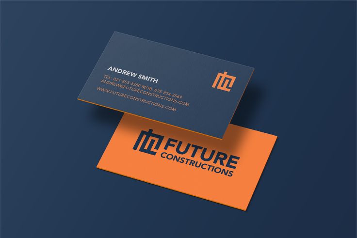 two business cards on top of each other with the words future constructions printed on them