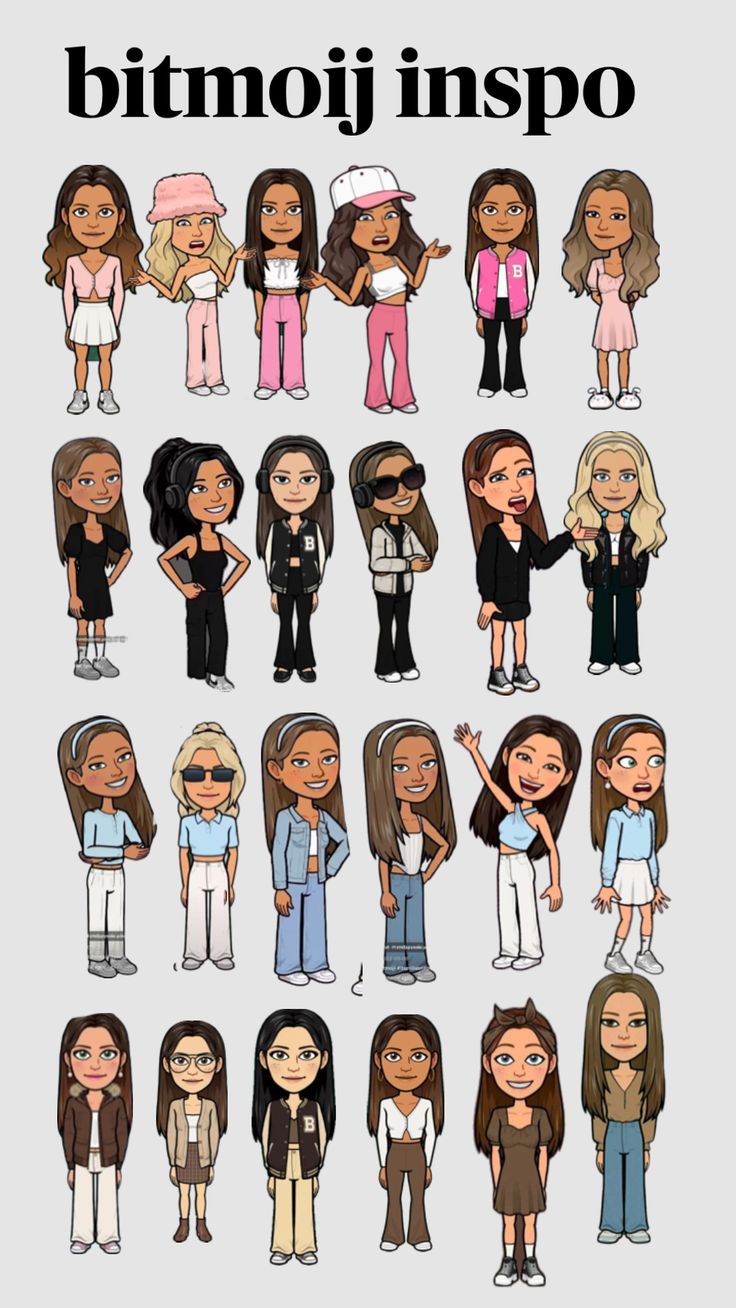 an image of people in different poses with the words bitmoji inspo on them