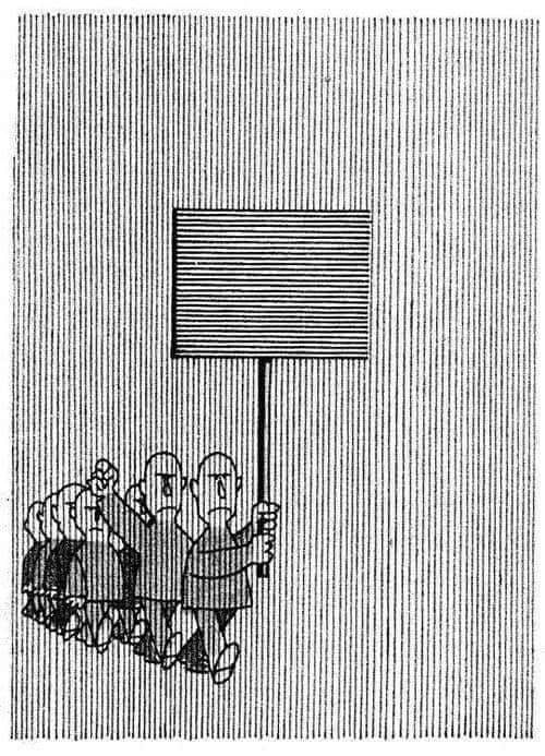 an old drawing of people holding a flag