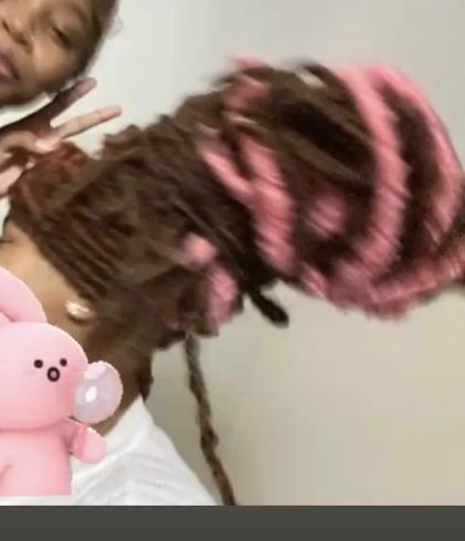 Butterfly Locs With Pink, Brown And Pink Butterfly Locs, Brown And Pink Locs, Pink Butterfly Locs, Brown Butterfly Locs, Pink Peekaboo, Brown Butterfly, Butterfly Locs, Brown And Pink