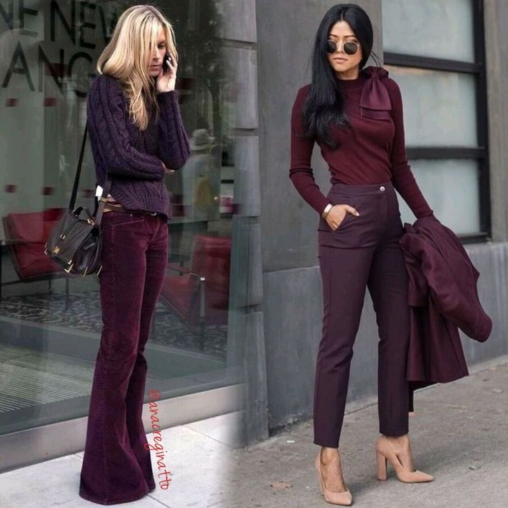 fall outfits beautiful stylle fashion Outfits With Plum Pants, Plum Top Outfit, Wine Pants Outfit, Wine Colored Pants Outfit, Pleated Top Outfit, Shein Winter Outfits, Burgundy Pants Outfit, Colored Pants Outfits, Winter Business Outfits