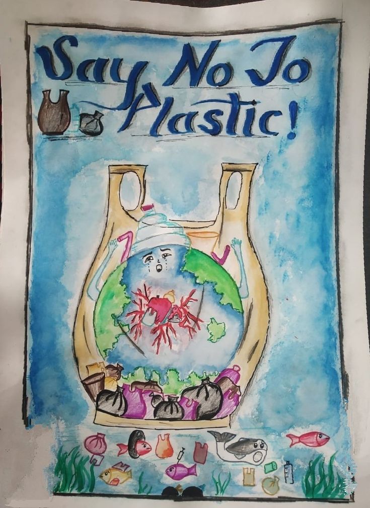 this is an image of a poster that says say no to plastic on the front