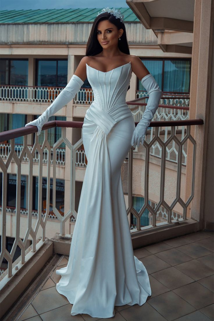 Mermaid V-neck Strapless Floor-length Sleeveless Open Back Prom Dress-Ballbella Robe Dote, Lena Berisha, Dress Event, Prom Dresses Long Mermaid, Couture Mode, فستان سهرة, Glam Dresses, Perfect Wedding Dress, Mermaid Prom Dresses