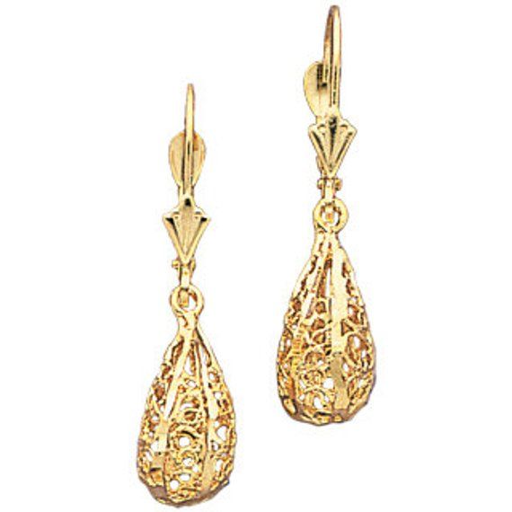 "14k gold tear drop diamond cut lever earrings. measures 5/16\" by 1 1/4\"." Formal Drop Hoop Earrings For Pierced Ears, Pear-shaped Pierced Earrings For Formal Occasions, Formal Pear-shaped Pierced Earrings, Classic Teardrop Pierced Diamond Earrings, Classic Teardrop Diamond Earrings, Formal Briolette Diamond Cut Earrings, Formal Pierced Teardrop Pendant Jewelry, 14k Gold Teardrop Hoop Earrings With Lever Back, 14k Gold Drop Earrings With Lever Back Ear Wires