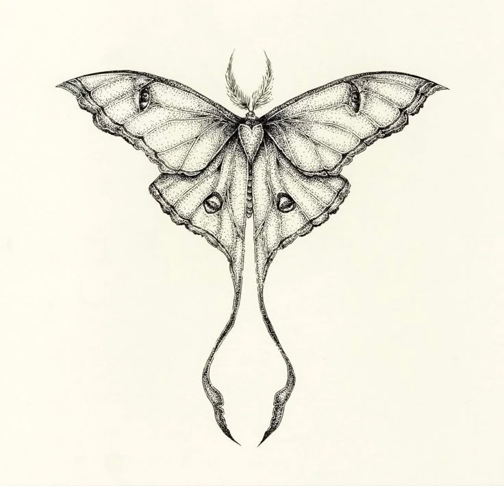 a drawing of a moth on a white background