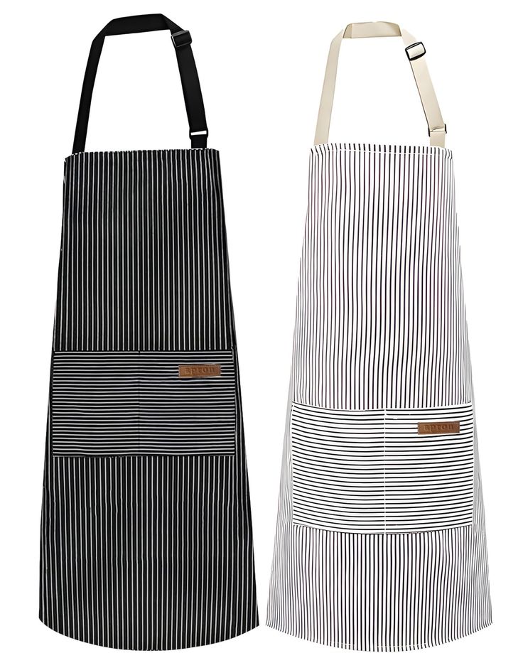 two aprons, one black and the other white