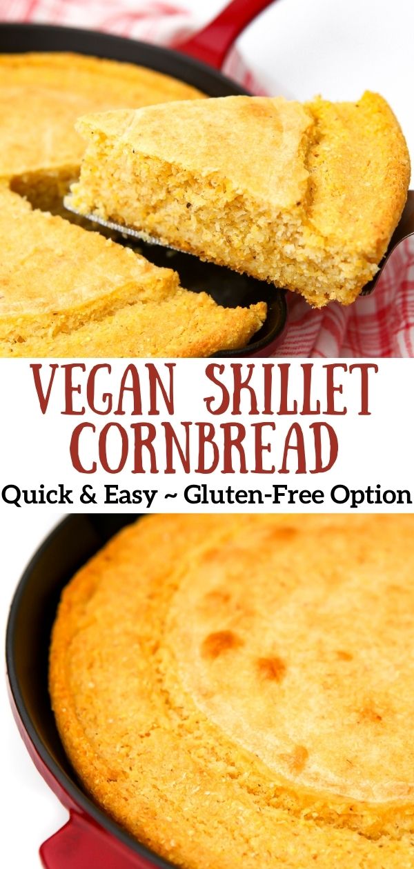 vegan skillet cornbread in a cast iron pan