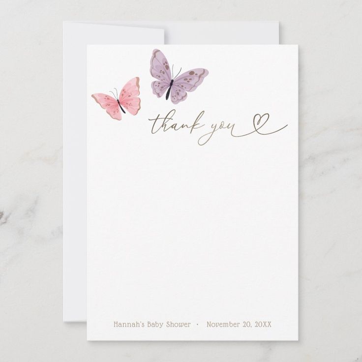 a thank card with two butterflies on it