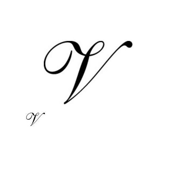 the letter v is in cursive writing and it appears to be made out of black ink