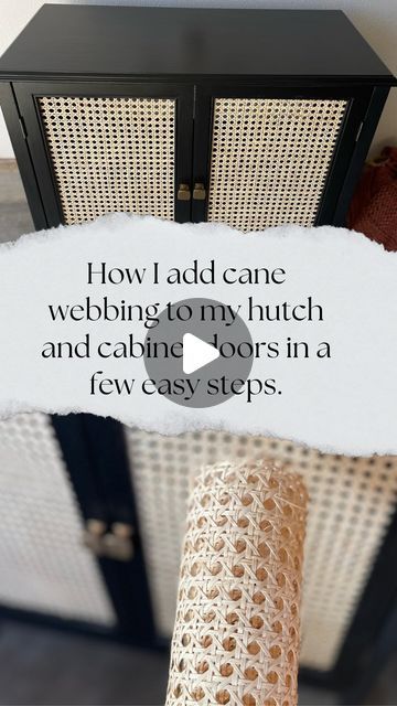 a crocheted chair with the text how i add cane webbbing on my hutch and cabinet doors in a few easy steps