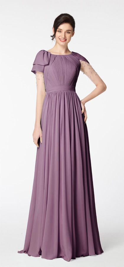 Dusty Purple Modest Formal Dresses Long evening dresses  Abendkleider Purple Dresses Formal, Purple Formal Dress, Modest Formal Dresses, Long Evening Dresses, Dusty Purple, Pleated Bodice, Line Skirt, Evening Dresses Long, A Line Skirt