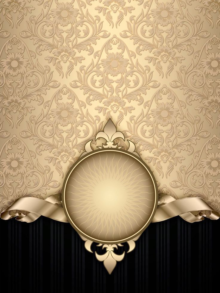 an ornate background with gold and black stripes on the bottom, along with a golden frame