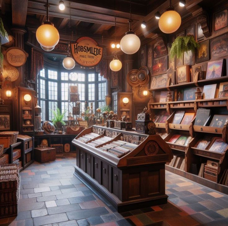 an old fashioned store with lots of books