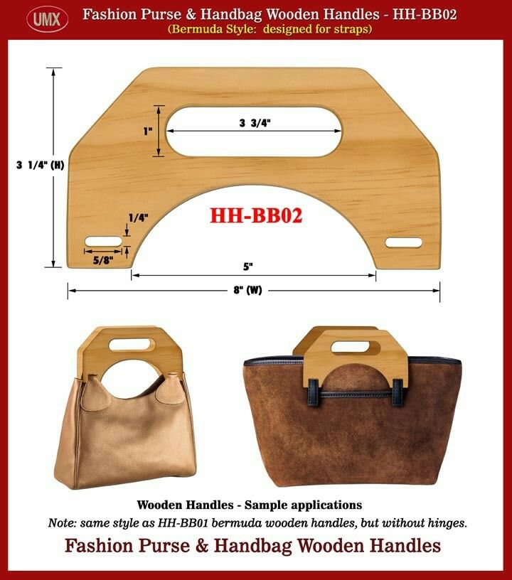 the instructions for how to make a handbag with wood handles and leather straps are shown