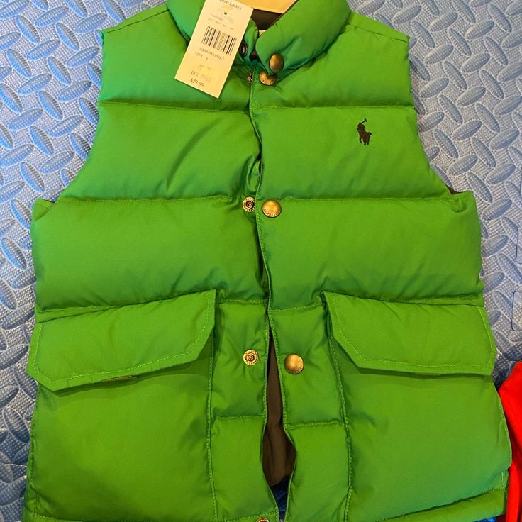 New . Tag On It Ralph Lauren Winter Outerwear For Streetwear, Ralph Lauren Winter Streetwear Outerwear, Solid Winter Outerwear For School, Ralph Lauren Winter Outerwear With Pockets, Ralph Lauren Winter Outerwear For Outdoor, Casual Ralph Lauren Outerwear With Pockets, Green Winter Vest For Cold Weather, Ralph Lauren Casual Spring Outerwear, Winter Streetwear Green Vest