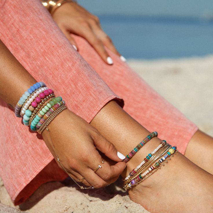 With a touch of elegance and a dash of fun, this anklet is more than just jewelry; it's a statement of your vibrant personality and love for life's little pleasures. Embrace the magic and let your anklet shine as you create joyful moments with every step you take! Anklet Size: 9" + 2" extension Multicolor Beach Anklets, Summer Bracelets With Tiny Beads, Colorful Beads Anklet For Festival, Trendy Adjustable Ankle Wrap Jewelry, Beaded Anklets For The Beach, Multicolor Ankle Wrap Bracelets For Beach, Multicolor Ankle Wrap Bracelet For Beach, Bohemian Style Anklets For Friendship In Summer, Bohemian Ankle Wrap Bracelet