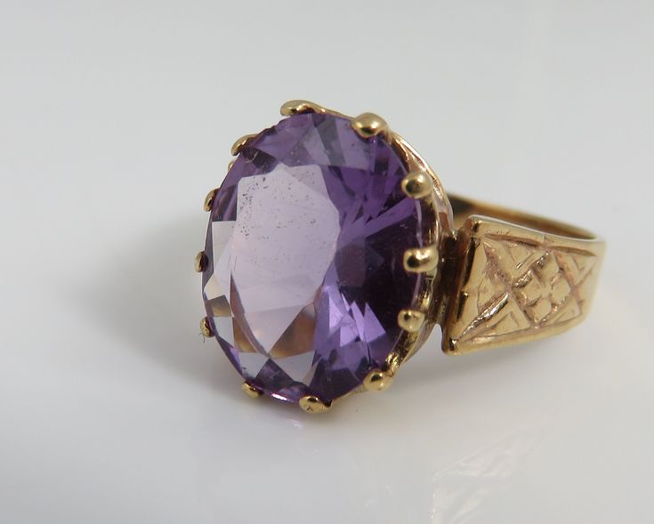 Estate 14k rose gold amethyst ring size 5. a 10mm amethyst stone. great shape. no chips or damage. 2.8 grams. Faceted Amethyst Ring In Yellow Gold Fine Jewelry, Formal Gold Faceted Amethyst Ring, Heirloom Yellow Gold Amethyst Solitaire Ring, Heirloom Yellow Gold Solitaire Amethyst Ring, Heirloom Amethyst Solitaire Ring In Yellow Gold, Gold Amethyst Ring With Diamond Cut, Oval Shape, Gold Oval Amethyst Ring With Diamond Cut, Classic Yellow Gold Amethyst Ring With Diamond Cut, 14k Yellow Gold Amethyst Ring With Diamond Cut