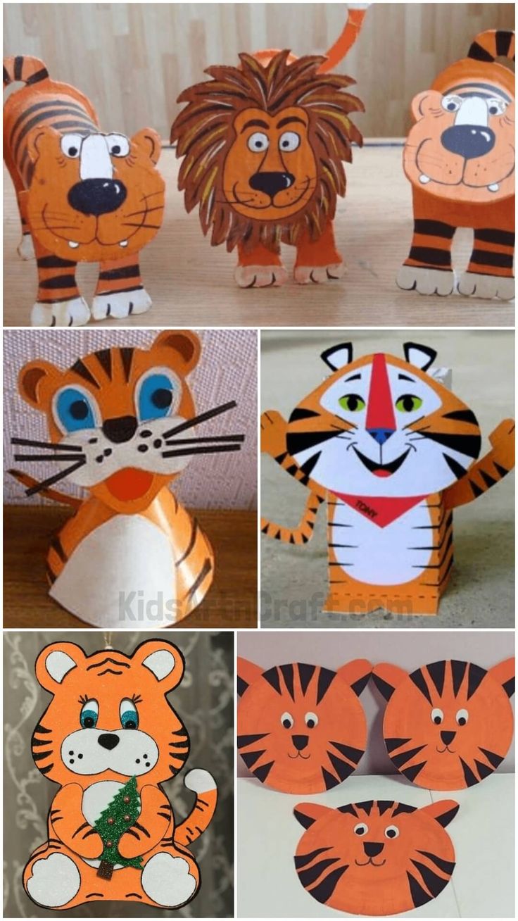 several different pictures of paper animals and their faces