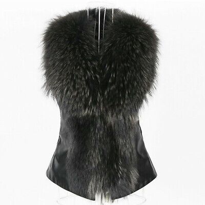 Great Shopping Lady Faux PU Leather Waistcoat Warm Faux Fox Fur Vest Gilet Jacket Women Outwear , Women's Coats, Jackets & Vests Black Gilet, Fake Fur Coat, Fur Vest Women, Fur Waistcoat, Faux Fur Gilet, Fox Fur Vest, Soft Vest, Leather Waistcoat, Fur Gilet