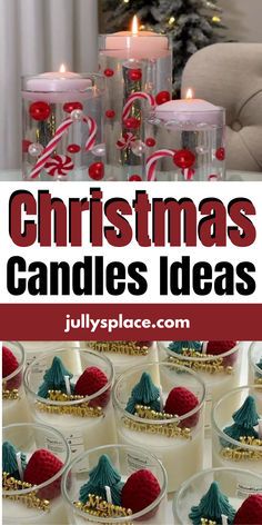 Diy Candle Centerpieces Christmas, Candy Cane Candles Diy, Christmas Candle Decorations Diy, Winter Candle Aesthetic, Christmas Floating Candles, Floating Candles Mason Jars, Diy Christmas Candles, Christmas Candle Decorations Ideas, Floating Candle Decorations