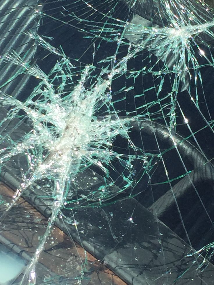 the windshield of a car that has been smashed