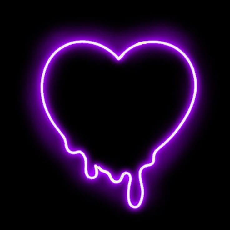 a heart shaped neon sign with dripping liquid on it's side in the dark