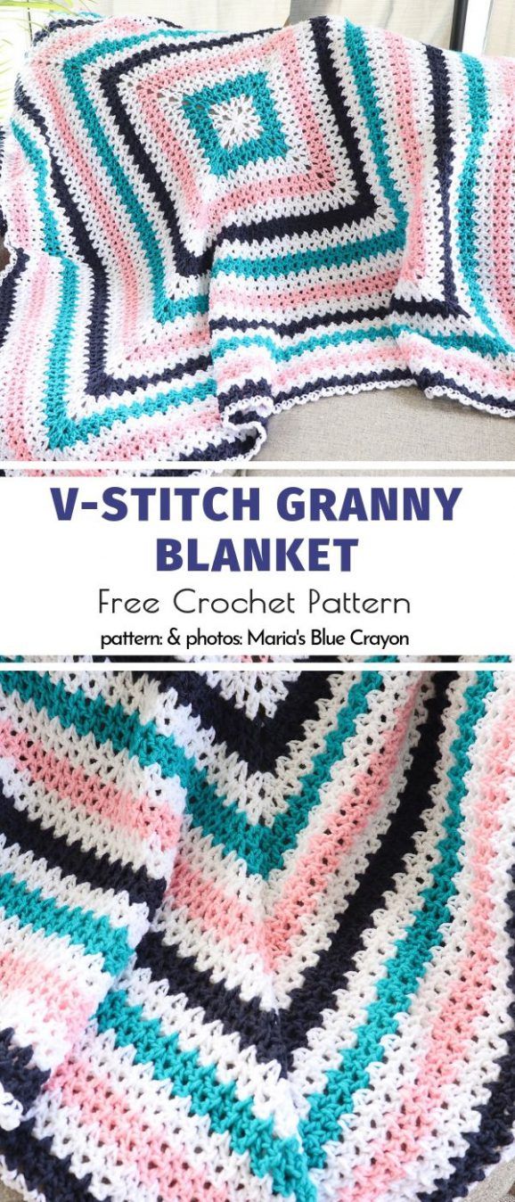 a crocheted blanket with the words v - stitch granny blanket written on it