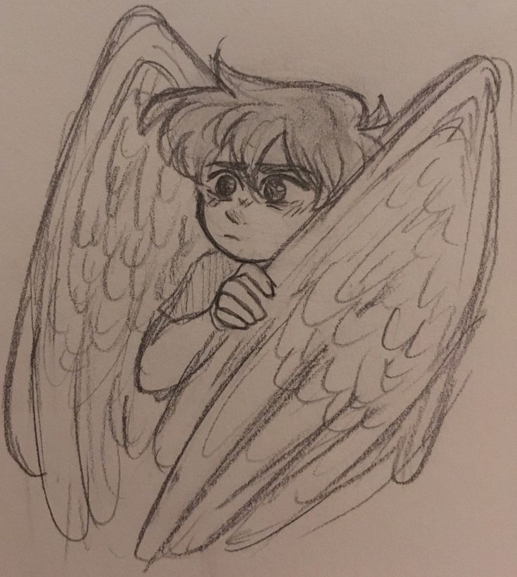 a pencil drawing of an angel with glasses