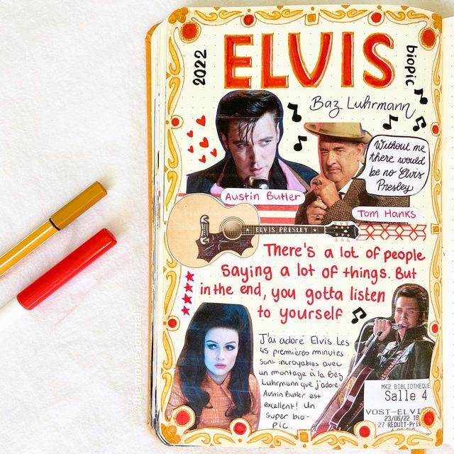 an elvis book with two pencils next to it