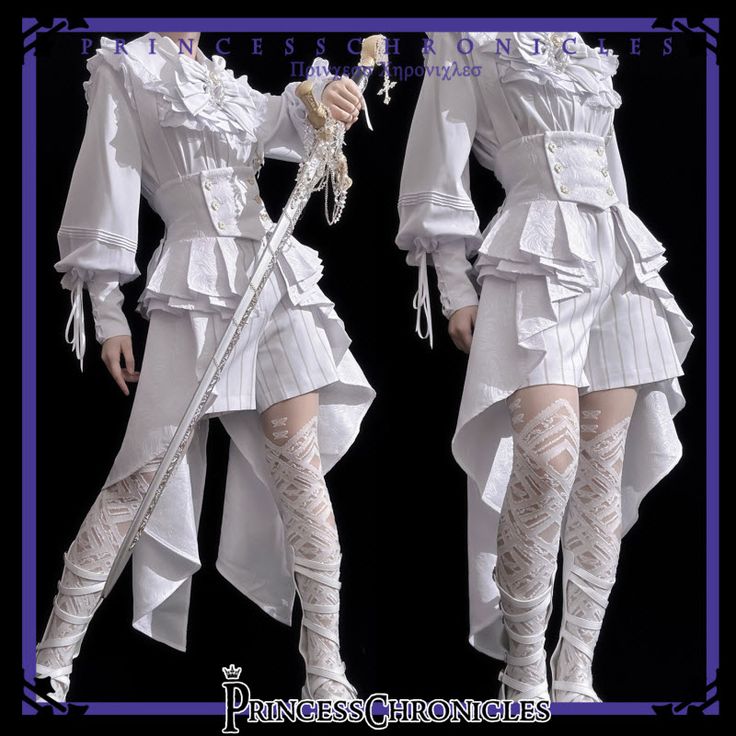 New Release: Princess Chronicles 【-Bunny's Theatre Moonlight Version-】 #Ouji Lolita Corset, Blouse, Shorts and Matching Accessories  ◆ Shopping Link >>> https://lolitawardrobe.com/princess-chronicles-bunnys-theatre-moonlight-version-ouji-lolita-corset-blouse-shorts-and-matching-accessories_p8308.html Blouse Corset, Ribbon Brooch, White Knight, Corset Blouse, Fantasias Halloween, Uniform Fashion, Matching Accessories, Fancy Outfits, Gothic Lolita