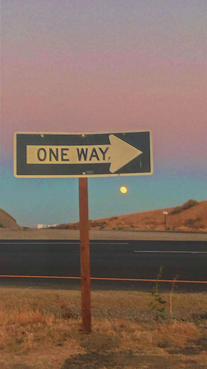 a one way street sign in the middle of nowhere