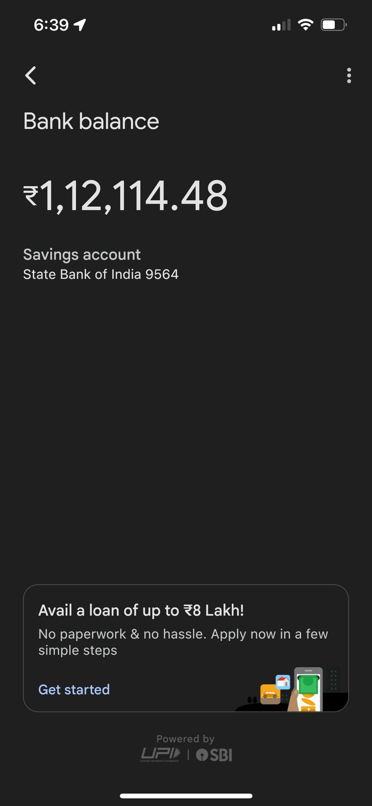 the bank balance screen shows that it is now up to $ 1, 121 48