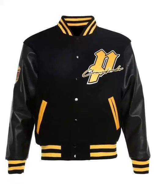 Winter Jackets For Men, Black Varsity Jacket, Knitted Collar, Leather Sleeves, Winter Jacket Men, National League, Genuine Leather Jackets, Leather Sleeve, Baseball Team